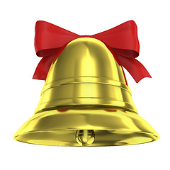 Image showing Christmas bell with red ribbon