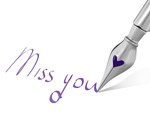 Image showing Ink pen nib with heart writes 