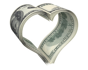 Image showing Heart made of few dollar papers