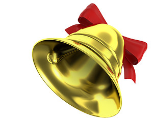 Image showing Christmas bell with red ribbon