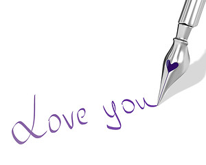 Image showing Ink pen nib with heart writes 