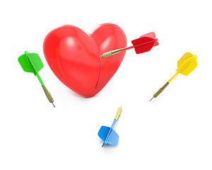 Image showing One dart hit the red heart