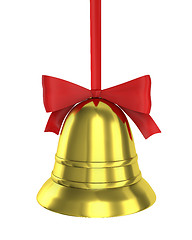 Image showing Christmas bell with red ribbon 