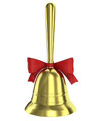 Image showing Christmas bell with handle and red ribbon