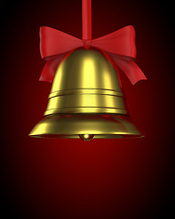 Image showing Christmas bell with red ribbon