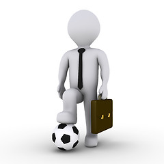 Image showing Businessman ready to play soccer