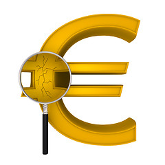 Image showing Magnifying Euro crack