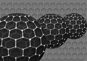 Image showing Three spheres and honeycombs