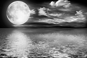 Image showing Full moon reflected in water