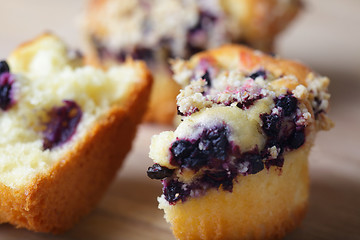 Image showing Close up photo of Cupcake with blueberries