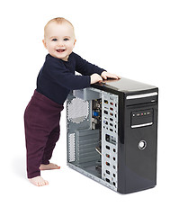 Image showing young child with open computer