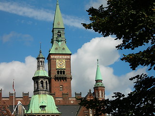 Image showing Copenhagen City Hall seen from Tivoli  gardens.