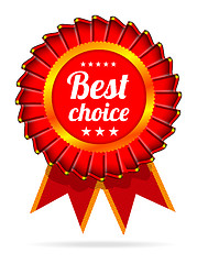 Image showing Best choice red label with ribbons