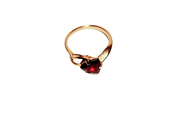 Image showing Gold ring with red stone. Isolate