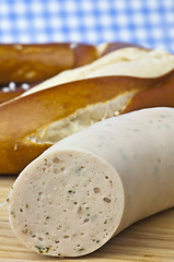 Image showing veal sausage with pretzel