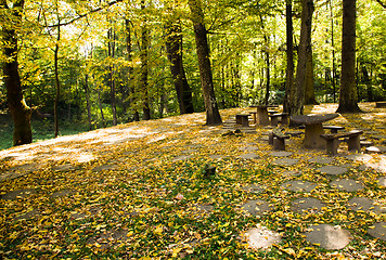 Image showing Benches in park