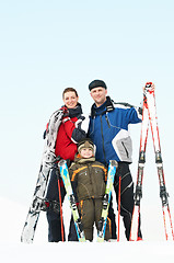 Image showing Happy sporty family at winter