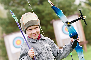 Image showing Child Archer with bow and arrows