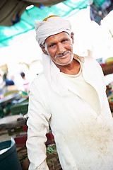 Image showing arab old man at egyptian meet shop