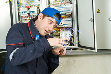 Image showing Worker under electric shock