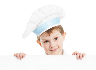 Image showing chef boy with blank billboard