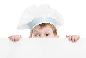 Image showing chef boy with blank billboard