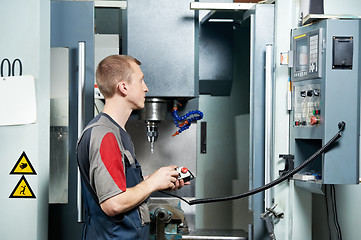 Image showing worker at machining tool workshop