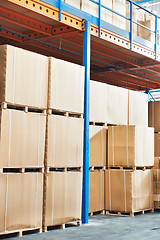 Image showing warehouse cardboard boxes arrangement indoors