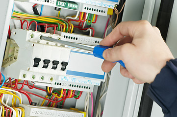 Image showing close-up of Electrician work