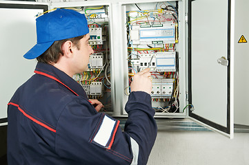 Image showing Electrician at work