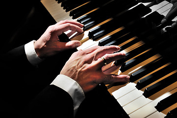 Image showing Hands on piano