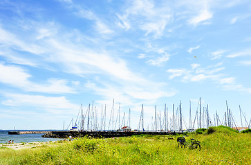 Image showing Marina with blue sky