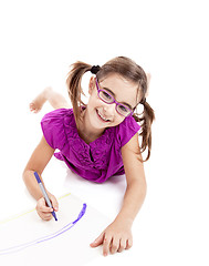 Image showing Girl making drawings