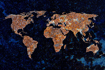 Image showing Global warming, map of the earth being distroyed