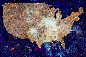 Image showing Map of USA in rust