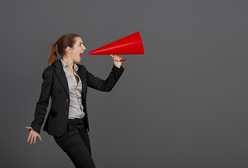 Image showing Woman with a megaphone