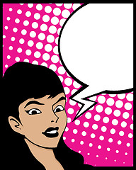 Image showing Speech bubble pop art woman