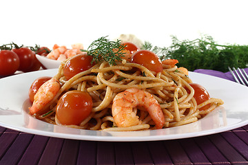 Image showing Spaghetti with tomatoes