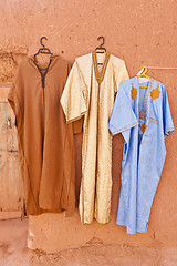 Image showing Djellaba - traditional long, loose-fitting outer robe.