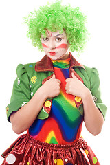 Image showing Serious female clown
