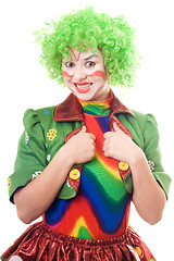 Image showing Portrait of smiling female clown