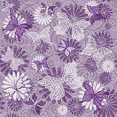 Image showing Seamless violet floral pattern