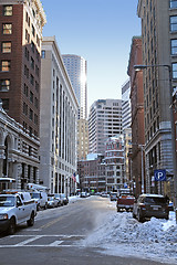 Image showing Boston street scenery at winter time