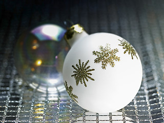 Image showing ornamented white christmas bauble