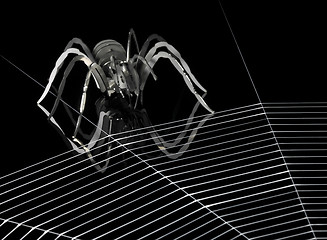 Image showing metal spider and spiderweb