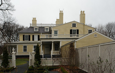 Image showing Longfellow House in cloudy back