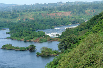 Image showing aerial view around Bujagali Falls in Africa