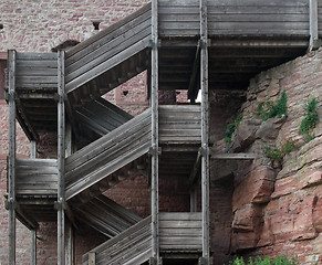 Image showing wooden stairway at Wertheim Castle