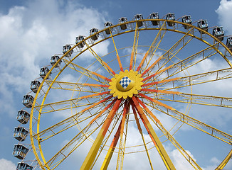 Image showing big wheel and blue clouded sky