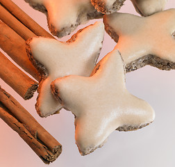 Image showing cinnamon stars and sticks